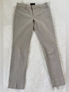 Banana Republic Beige Micro-Pattern Slim Ankle Pants
